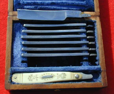 Sterling Silver Pins Straight Razor Set